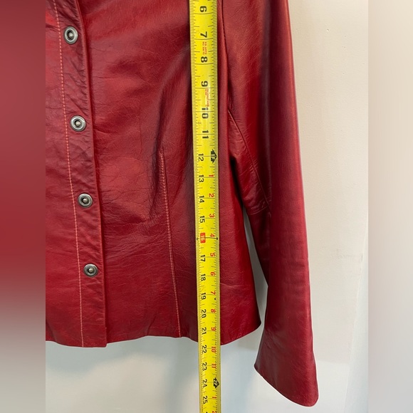 Bernardo, Petite Small, dark red leather jacket snap closure lined lightweight - Picture 4 of 9